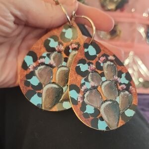 Cactus Design Teardrop Earrings